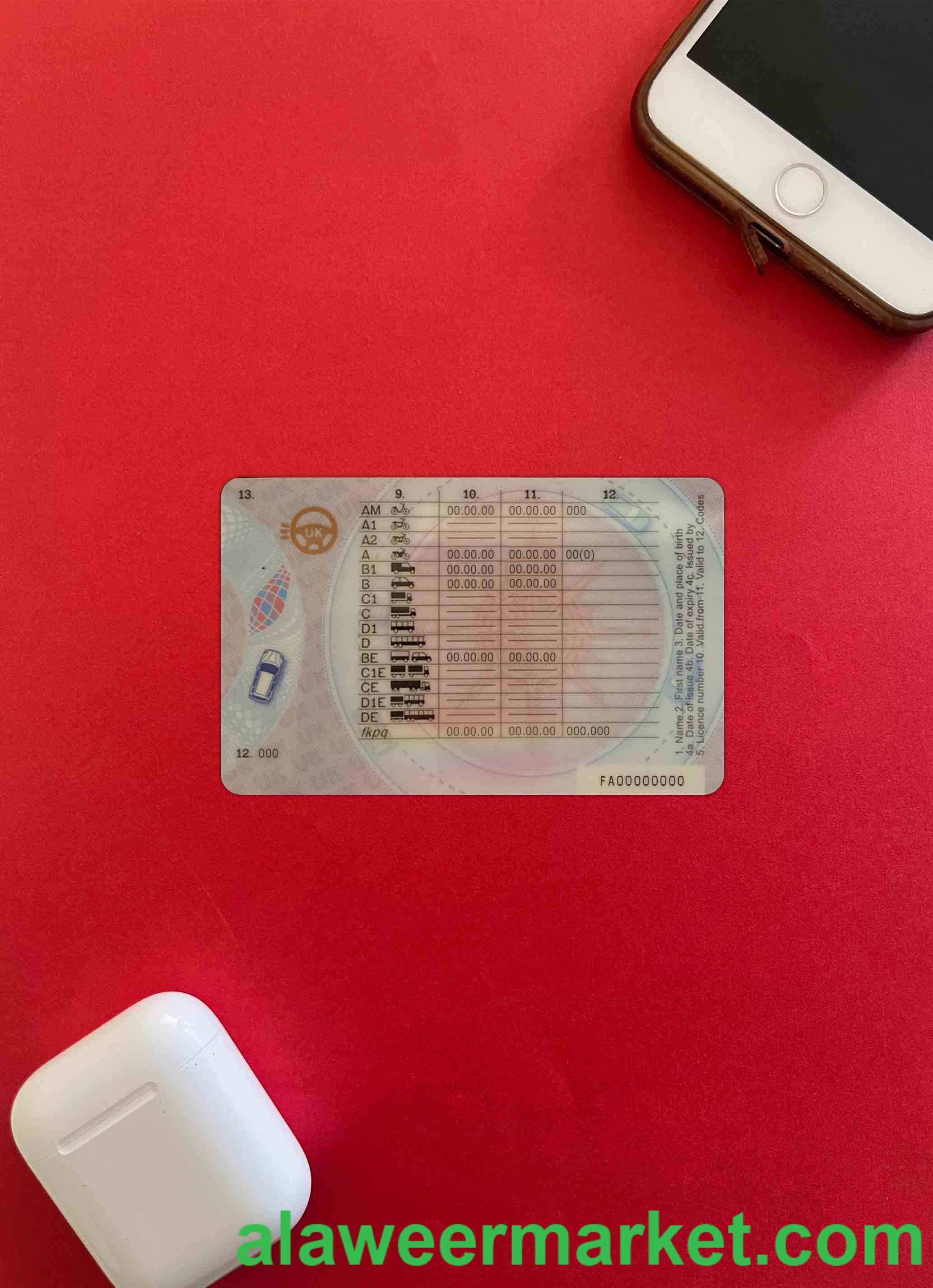 United Kingdom driving license, (after 2021 December-present) photolook BACK